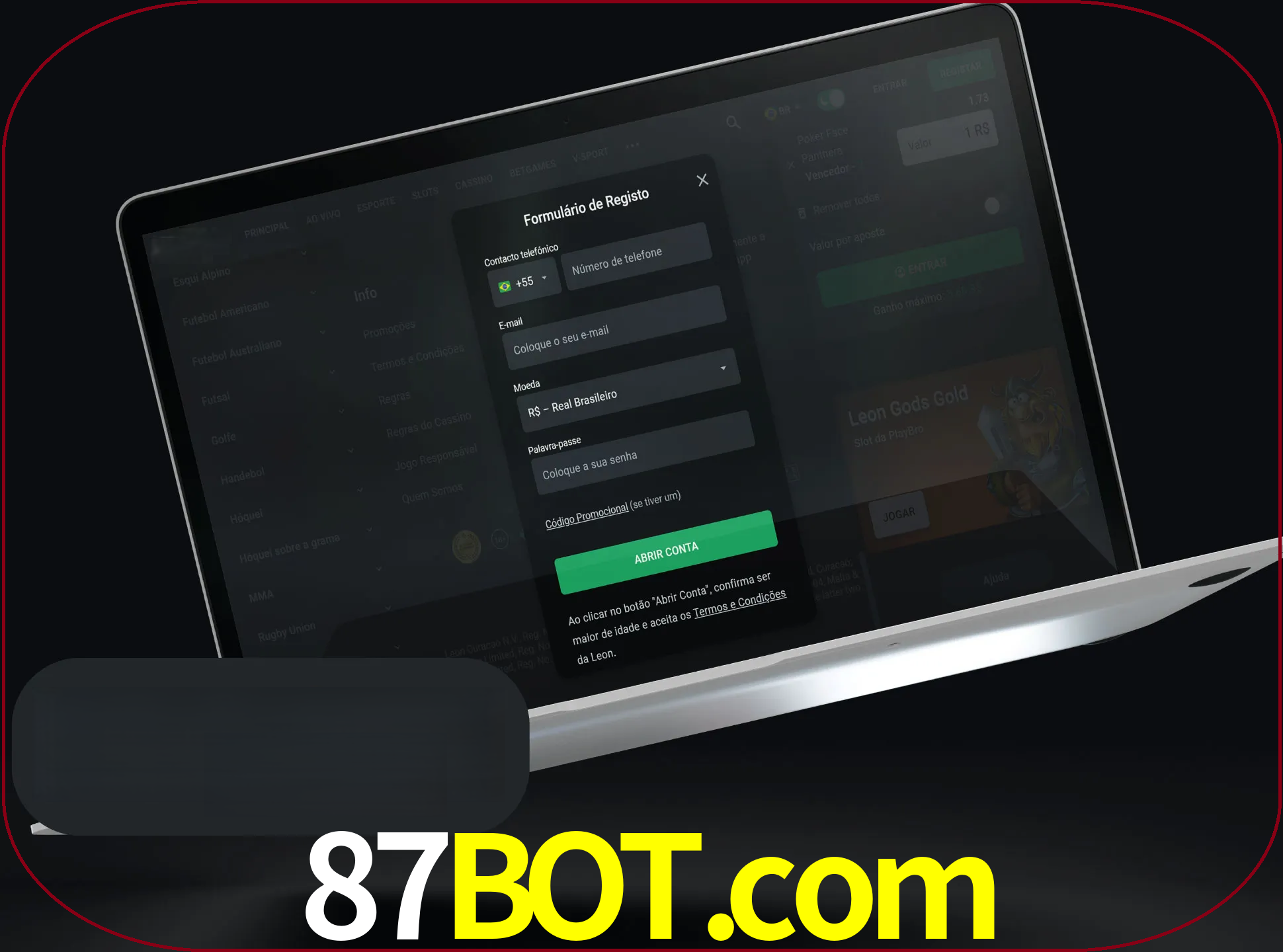 Abra o site da LeonBet e crie sua própria conta.