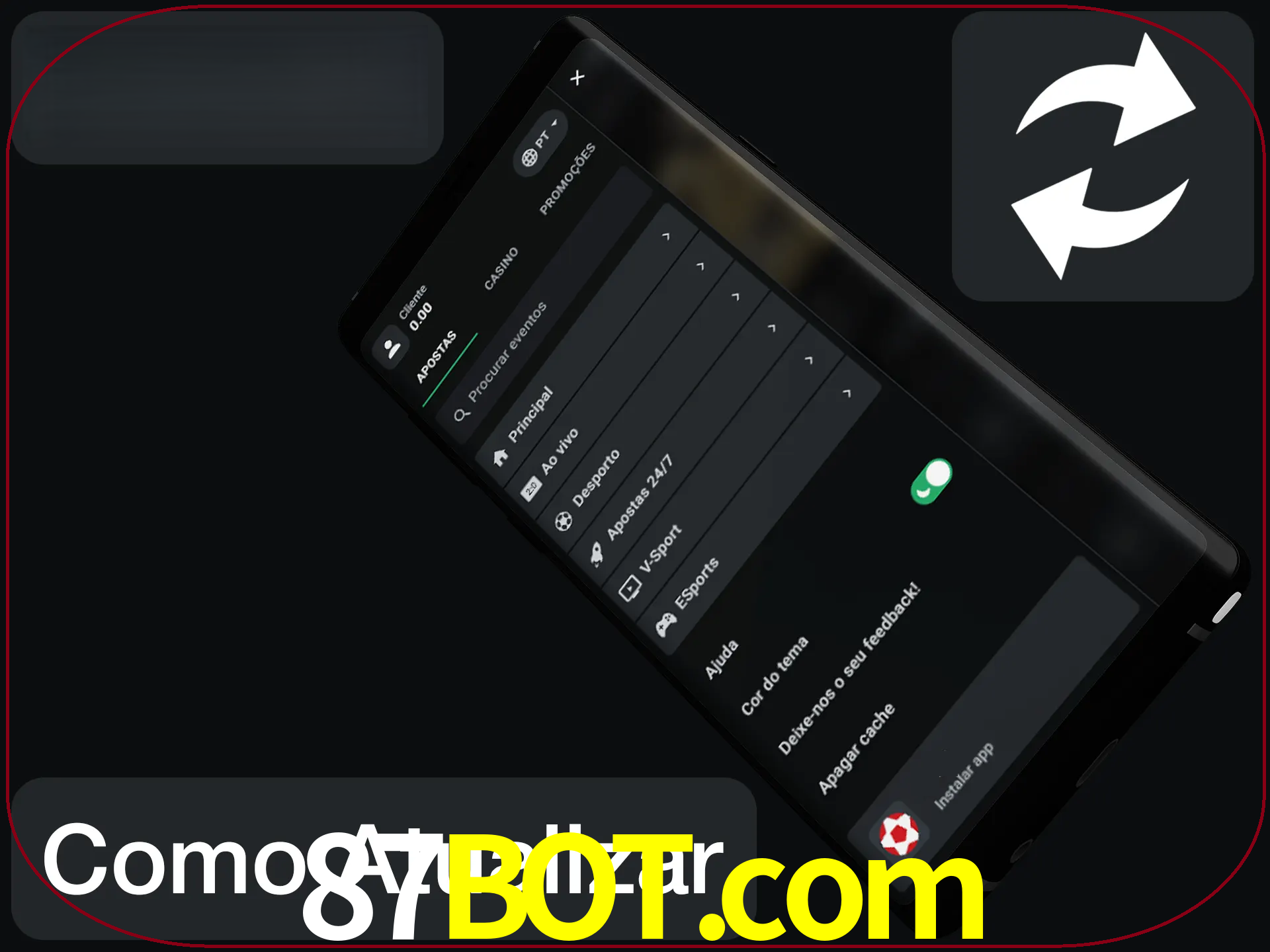 O aplicativo é atualizado automaticamente quando você faz o login.