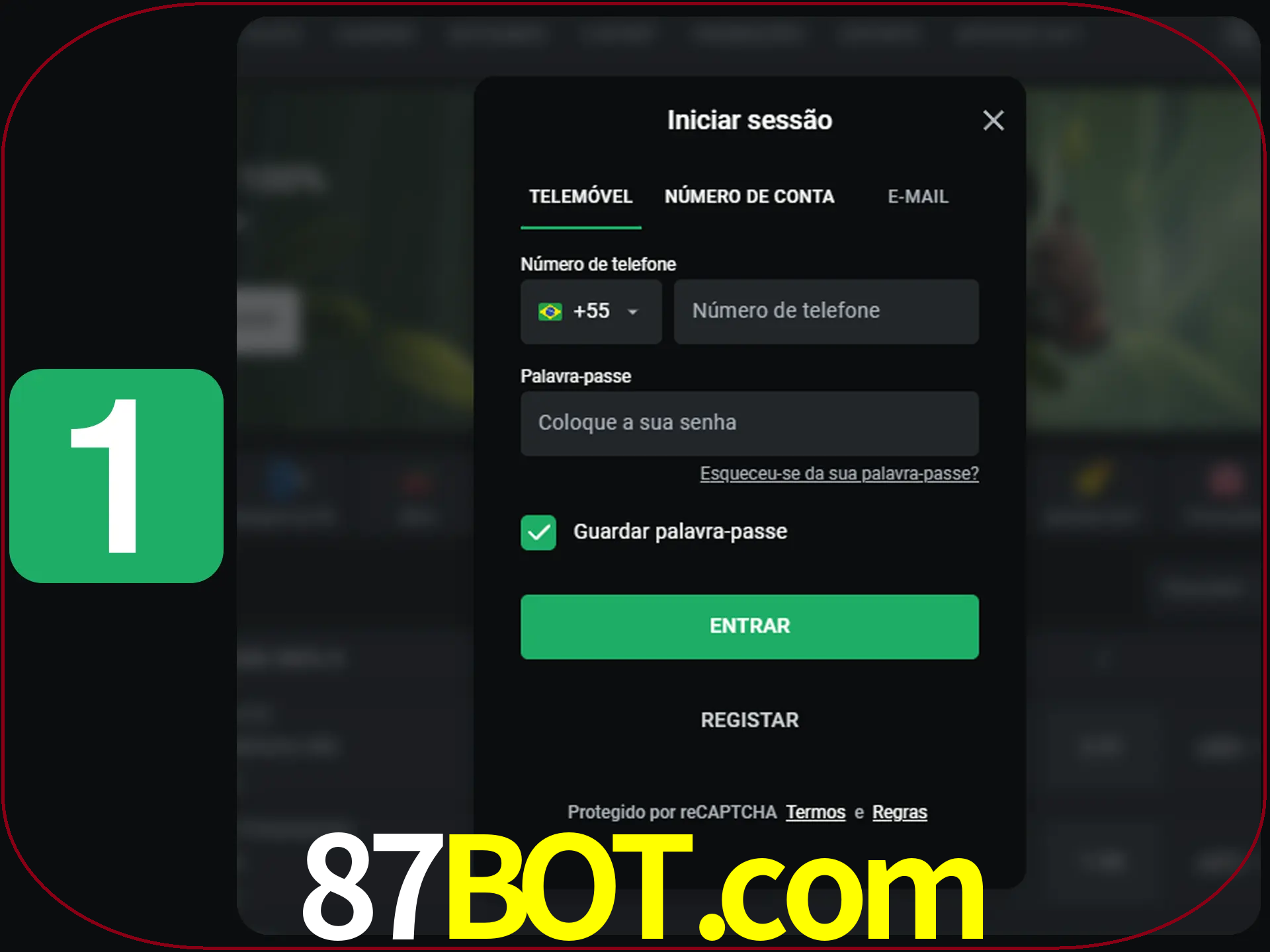 Clique no botão Entrar.